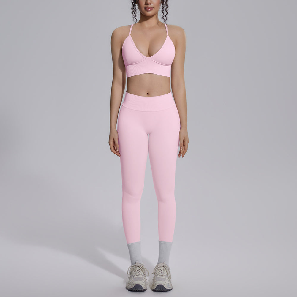 fashionsexy back sports bra suit seamless peach butt quick-drying running fitness yoga suit suit