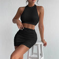2025 european and american cross-border summer new sexy bodycon set sleeveless halter tube top fashionable elegant women's vest