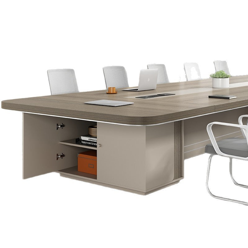 Conference table - long, minimalist rectangular design for meeting rooms, office furniture, suitable for small to large conference and negotiation settings - table and chair set