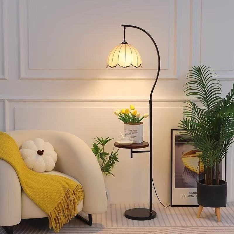 Medieval style floor lamp atmosphere shelf living room sofa decoration bedroom bedside all-in-one table lamp study room new arrival