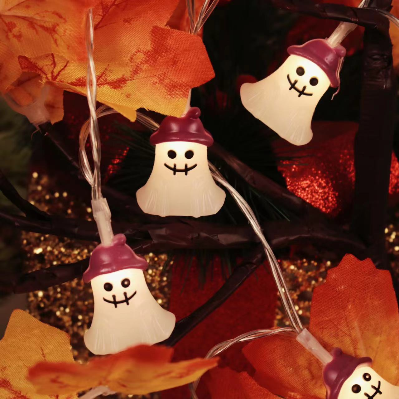 Cross-border led Halloween light string pumpkin flash lights ghost festival lights hanging lights horror decoration skull string lights battery