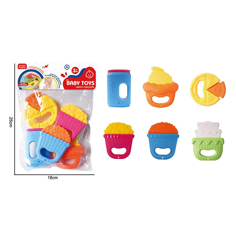 Cross-border   baby baby grinding tooth glue rattle toy early education puzzle soothing grip hand rattle
