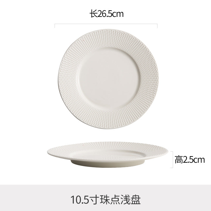 Byron ceramic western dinner plate - premium hotel steak plate - hotel tableware embossed feature plate - dinner plate