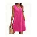 european and american sleeveless v-neck casual solid color dress for cross-border e-commerce