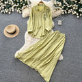 Gentle and lazy style stereo flower embroiderlong sleevesshirt suspender skirttwo-piece setfemaleautumslimming lookelegant