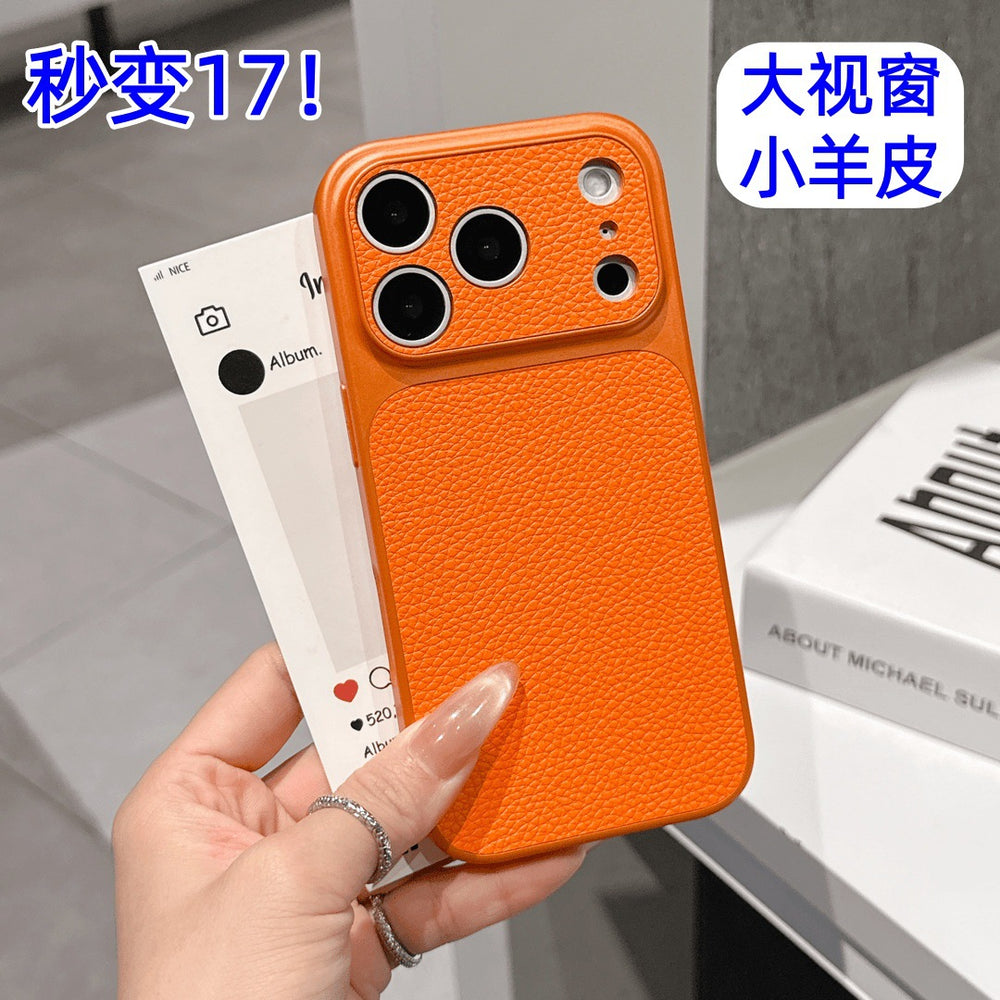 Instantly transform your phone with this minimalist, lambskin-textured iphone 17 pro max case. featuring a large viewing window and drop-proof protection, it's also compatible with iphone 11