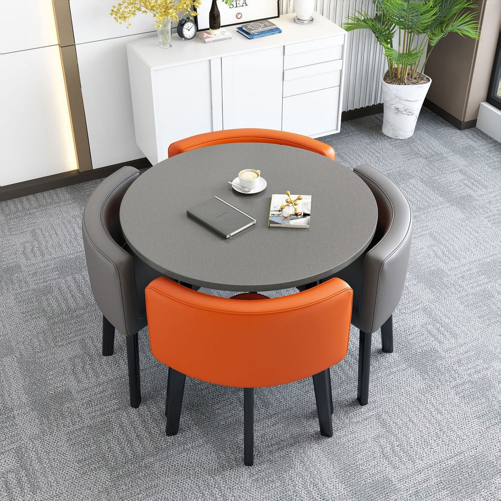 Collapsible dining table for home, small apartment, apartment, restaurant, shopfront negotiation table and chair set, reception round table