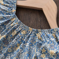 summerk-stylegirl floral skirt square collar puff sleeves back tie backdress children's clothing one piece dropshipping