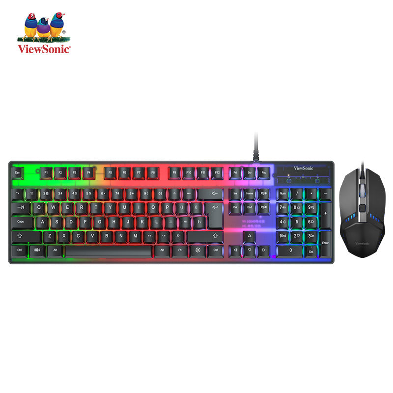 Viewsonic cu3500 wired mechanical feel keyboard and mouse combo - gaming illuminated keyboard and mouse set for esports