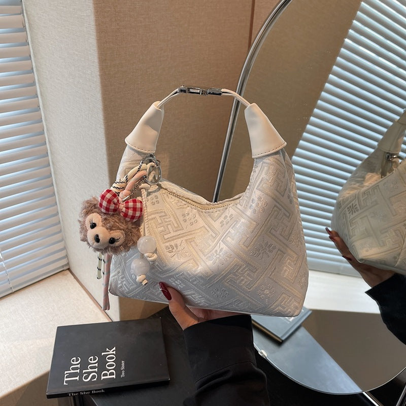 Foreign trade new Chinese portable small bag women's 2025 new Guofeng one-shoulder dumpling bag high-end versatile messenger bag