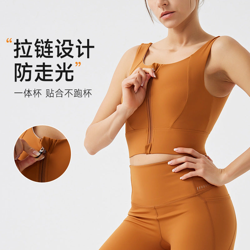 Fixed cup all-in-one sports intimatesoutwearbubble wrap anti-sagging high-strength shock-absorbing vest-style bra yoga suit