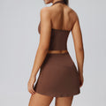 new tennis skirt set women's pocket sportswear two-piece outdoor running tight yoga outfit set
