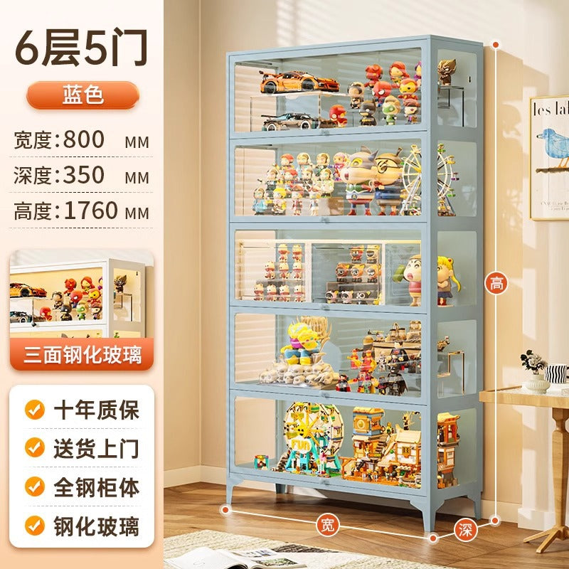 Glass display cabinet for figures, lego, home blind box models, display rack, storage, transparent display cabinet, dustproof storage
