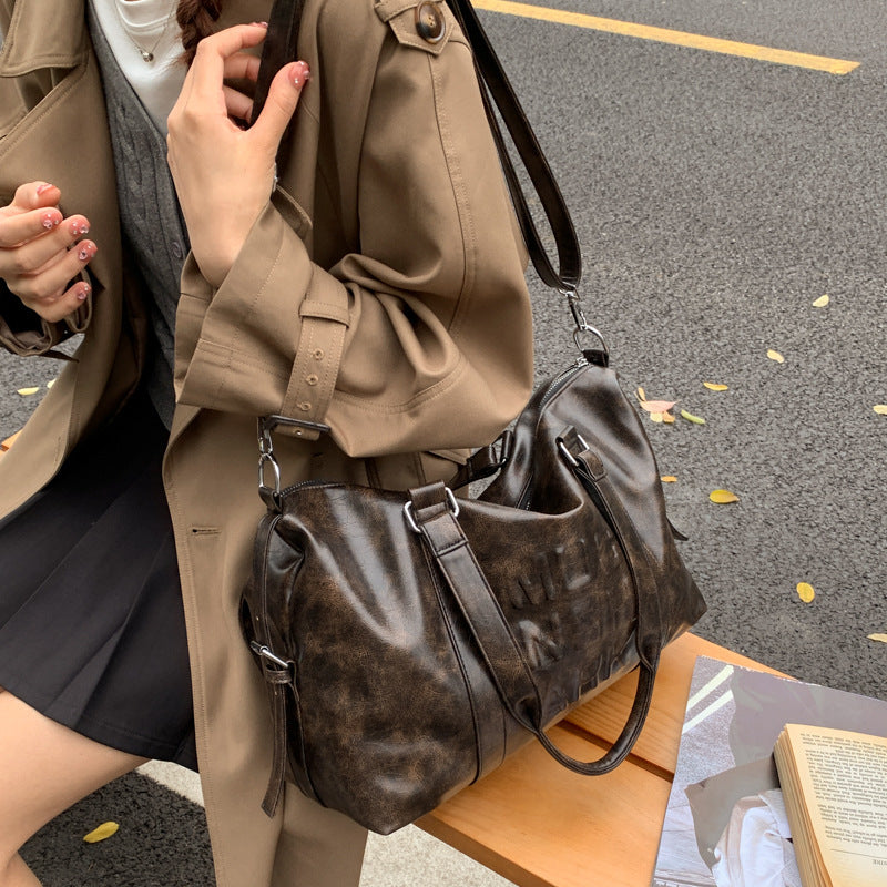 Cute donut charm bag - women's vintage large capacity tote bag - casual shoulder bag - minimalist versatile crossbody bag
