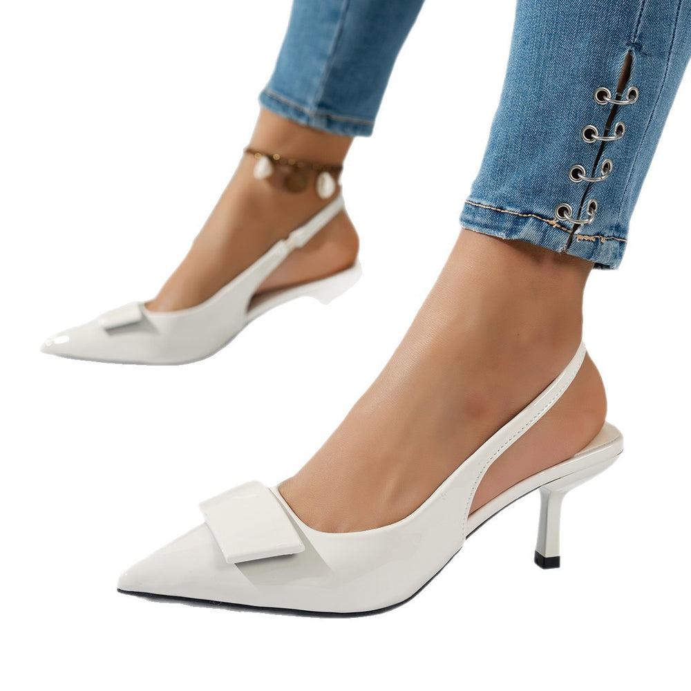 plus size high heels toe-cap sandals 2026 spring and summer new arrivalfashion style glossy shallow mouth back strap women's shoes
