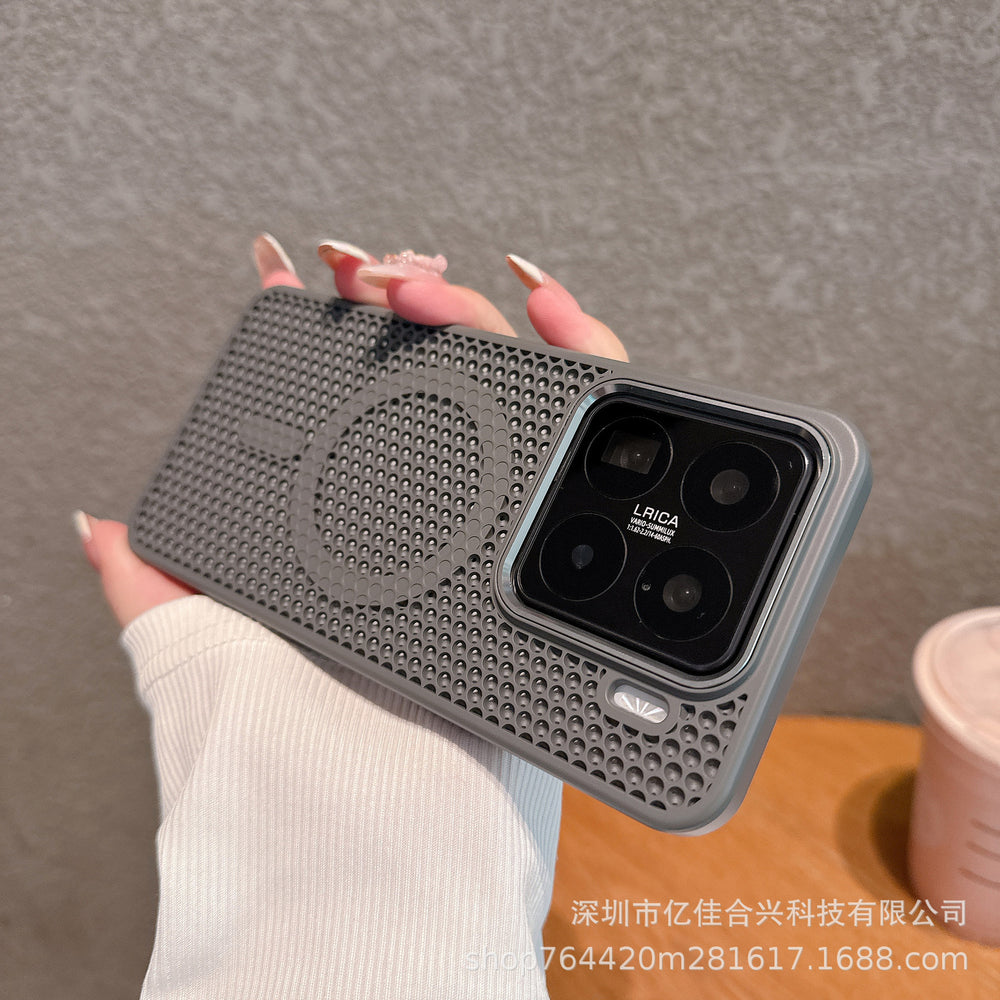 Premium metal lens compatible xiaomi 15 magsafe magnetic honeycomb cooling phone case, redmi k80 drop-proof