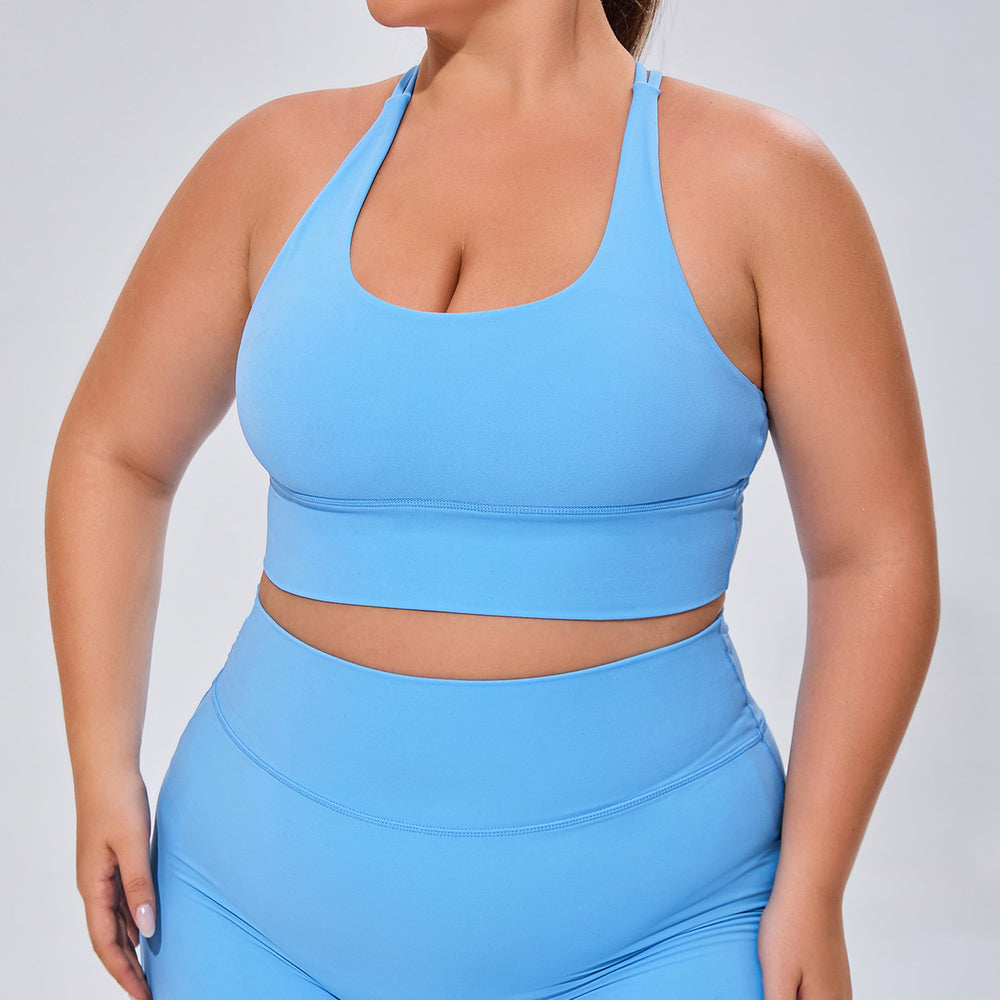 European and american plus size women's activewear set - barely there, high-stretch, breathable yoga outfit two-piece cross-border fitness set