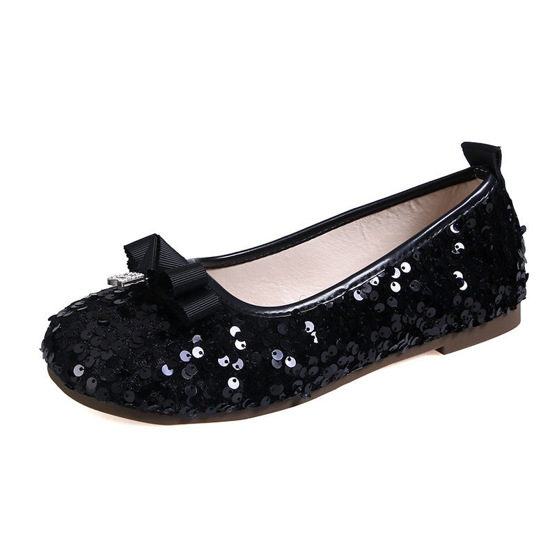 Sequin flats women's  summer new arrivalfrench evening light mouth fashioncasualbowsflats bean shoes