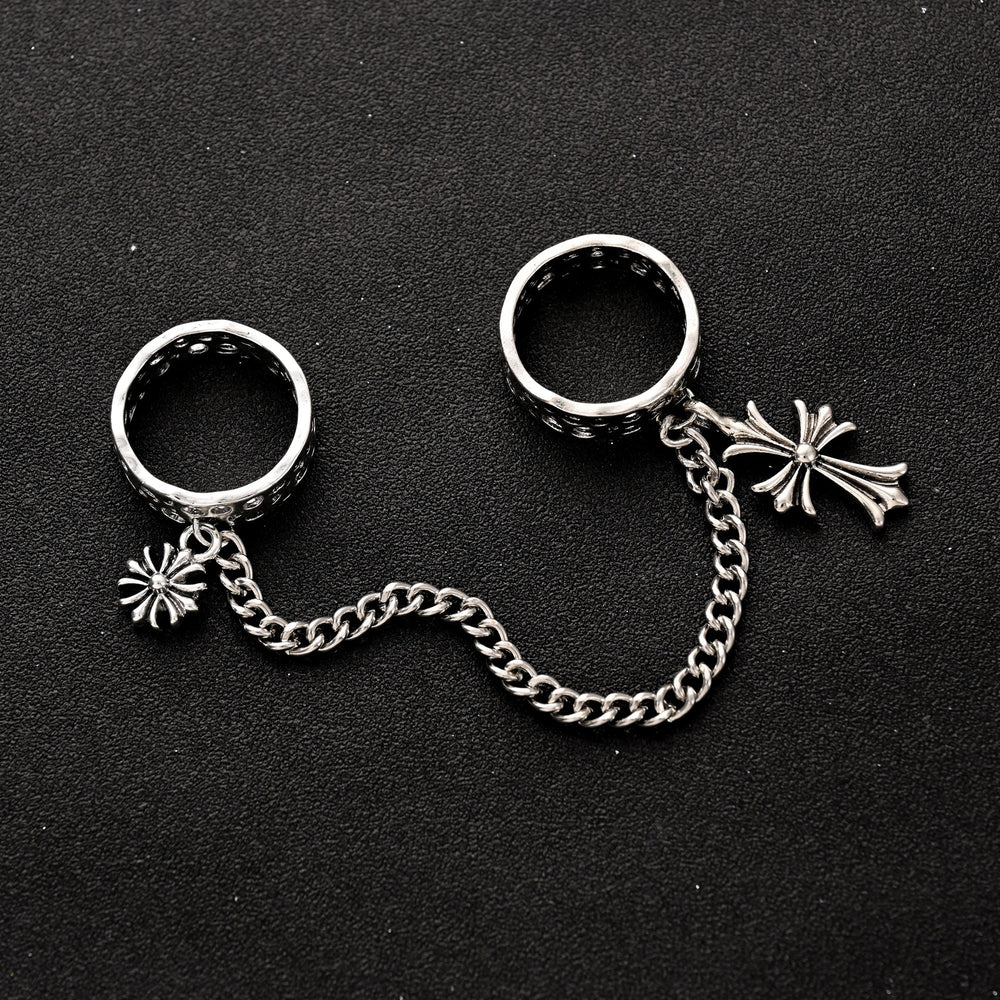 Cross chain ring wholesale cross-border hip hop niche design gothic style trendy retro hollow ring for women