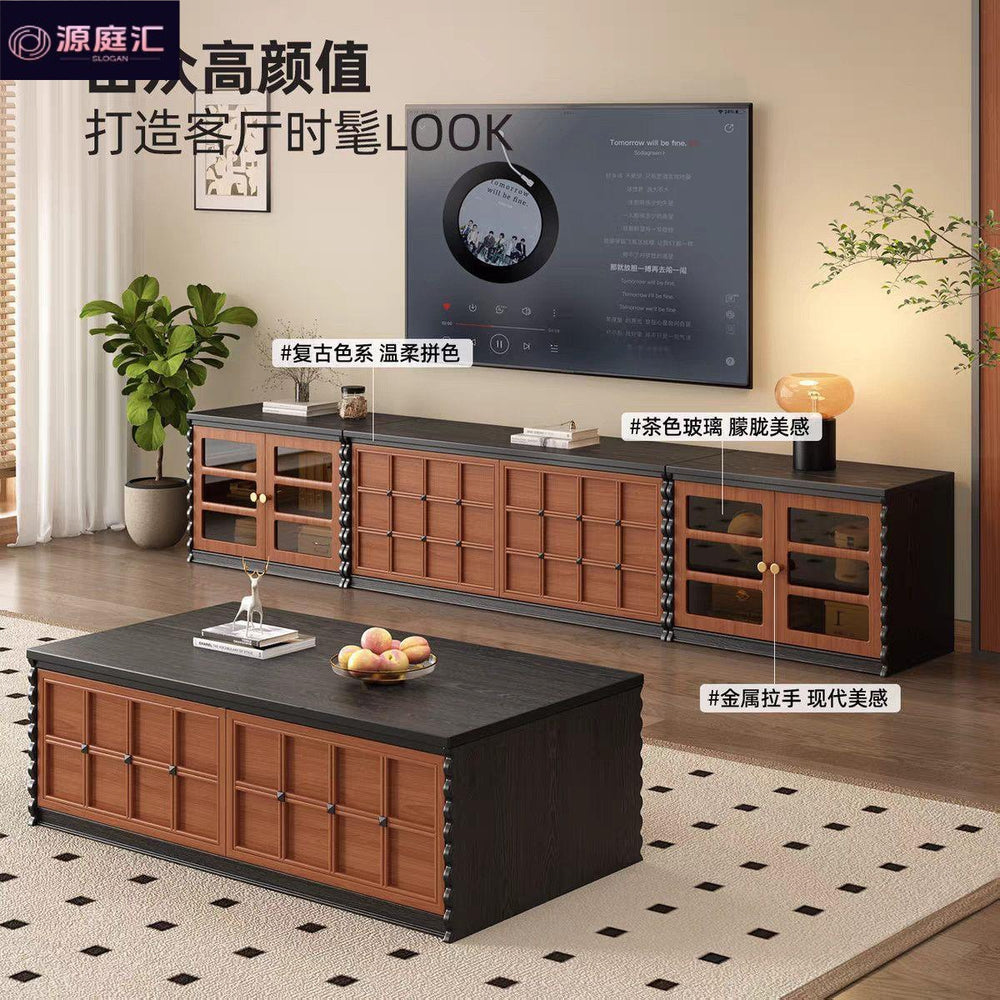 French retro tv cabinet living room wall storage cabinet medieval style floor cabinet accessible luxury checkerboard cabinet storage cabinet
