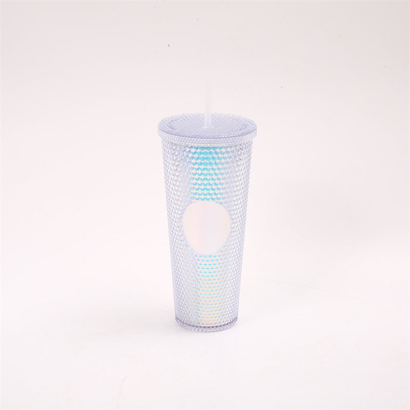 Star ⭐️ same style plastic cup durian cup wholesale high-looking straw cup with paper box water cup logo colorful electroplating