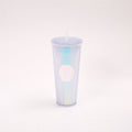 Star ⭐️ same style plastic cup durian cup wholesale high-looking straw cup with paper box water cup logo colorful electroplating