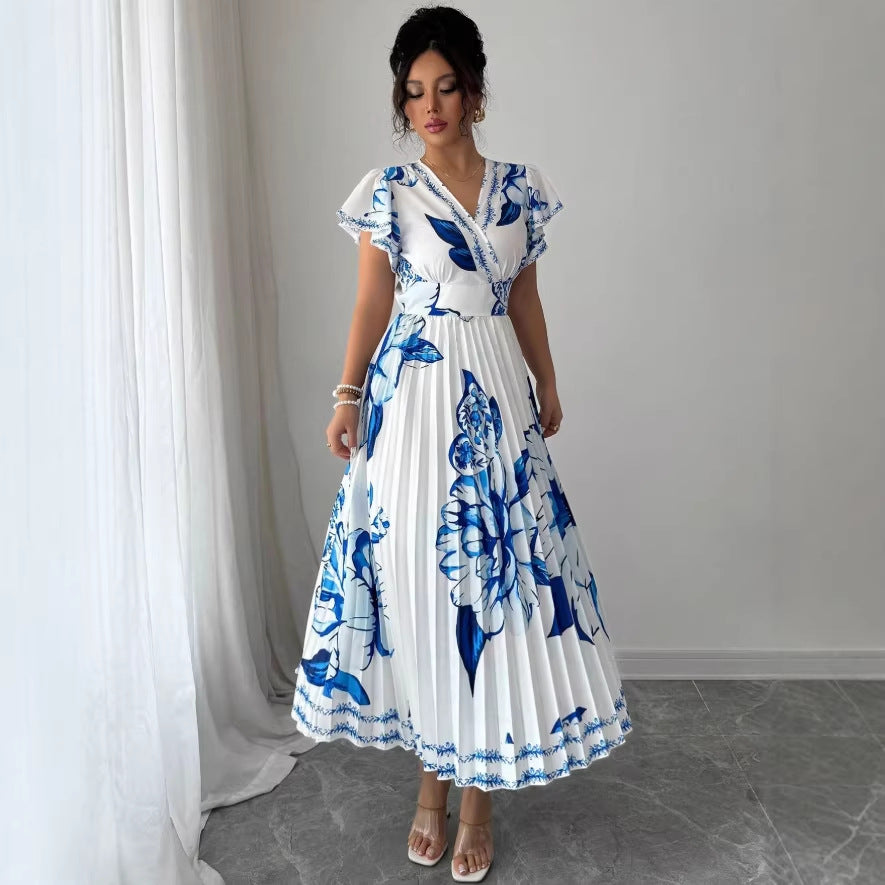 european and american women's clothing:  summer new arrivals - vacation style v-neck dress