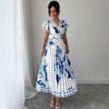 european and american women's clothing:  summer new arrivals - vacation style v-neck dress