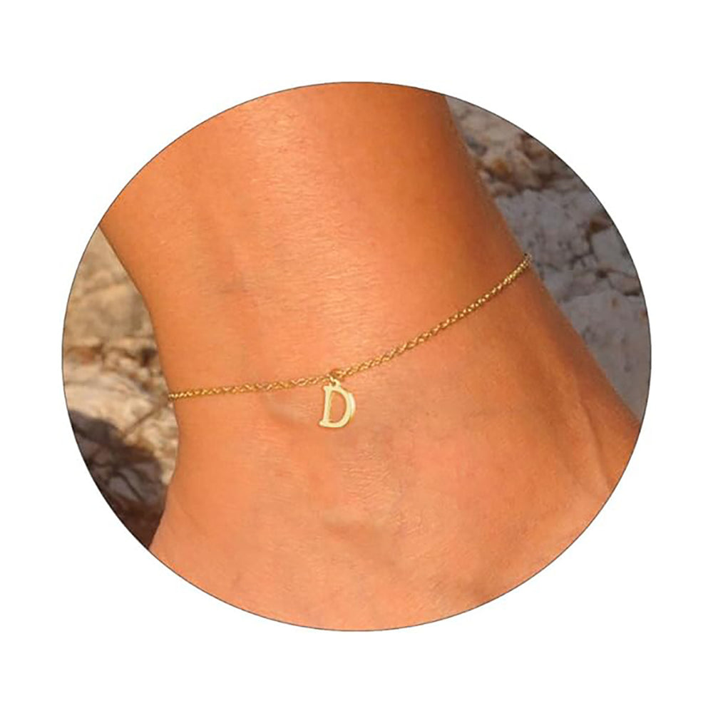 Amazon's new casual14k gold-plated waterproofletter compact 26 english letter women's anklet