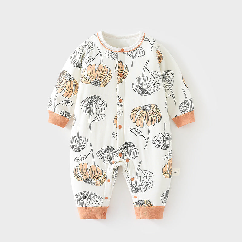 Babibele baby cotton-padded romper, quilted autumn/winter bodysuit, seamless onesie, lightweight cotton, thickened, snap-crotch crawling suit for infants and toddlers
