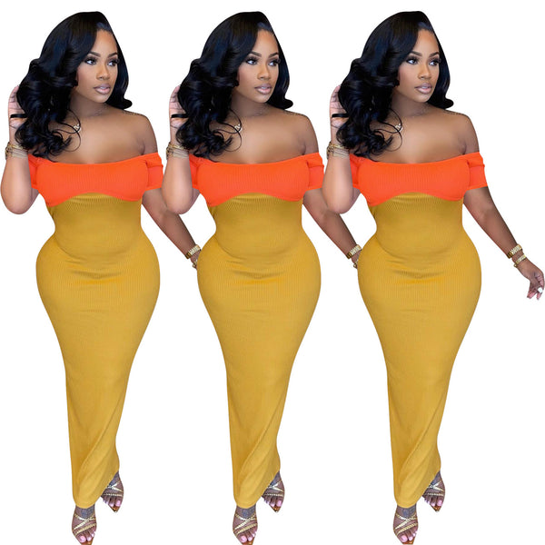 YD8574 special products are not refundable, European and American women's clothing color matching sexy backless dress,  women's clothing