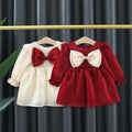 Girls' spring/autumn new korean style bowknot long-sleeve dress - princess style, chic and stylish skirt