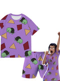 new k-pop demon slayer girl group short sleeve & shorts cartoon anime merchandise kids' pajama set loungewear