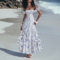 Beach vacation style suspender skirt gauze frenchruffles beach dress atmosphere long skirt elegant fairy style