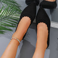 Amazon cross-border fashion plus size pointed toe new casual slip-on flats women's solid color lace trim slip-on shoes