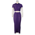 supply european and american women's clothing sexyknitting see-through nightclub suit low-waisted hip skirt suit