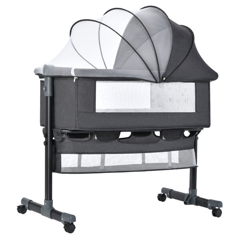 Newborn multifunctional crib convertible to big bed, baby bed, bassinet, foldable, mobile, adjustable height, portable