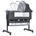 Newborn multifunctional crib convertible to big bed, baby bed, bassinet, foldable, mobile, adjustable height, portable