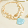 New arrival shell necklace wholesale fashion cross-border necklace bohemia beach style pendant women's double-layer design necklace