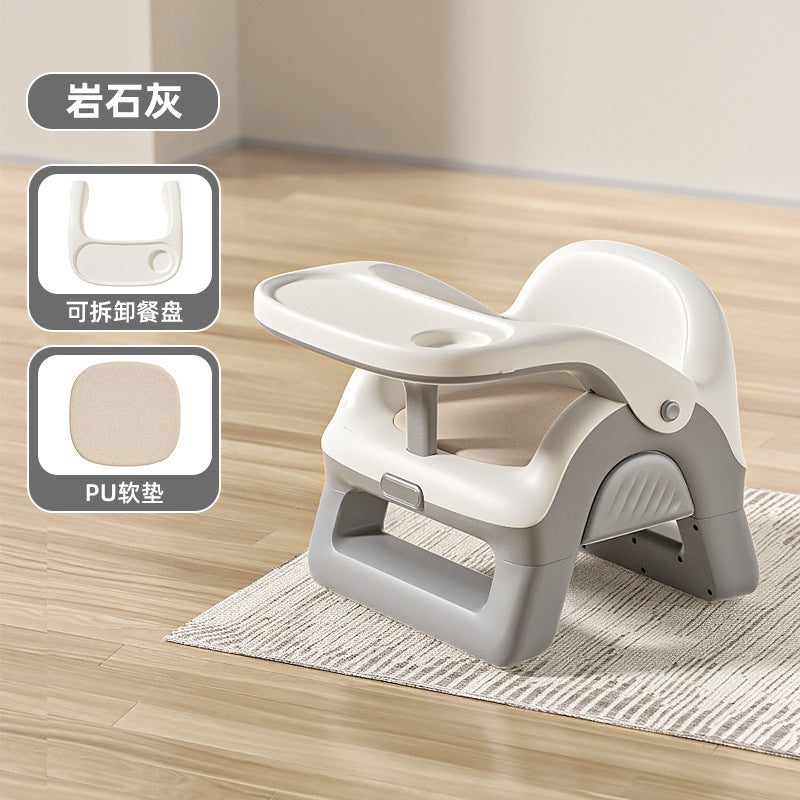 Baby multifunctional high chair - squeaky toy, home use plastic backrest seat, kids dining table stool - sturdy and stable
