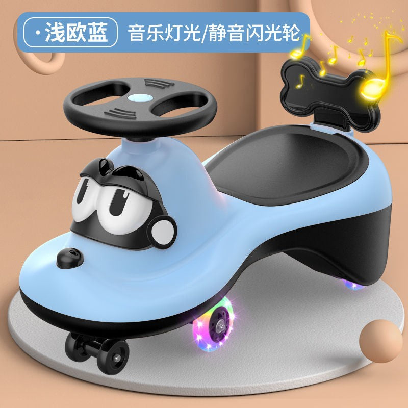 Kids' twist and go ride-on car - ages 1-3, suitable for boys and girls, adult accommodated, silent wheels, anti-tip design, wobble ride-on toy car