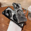 Suitable for huawei mate80 mobile phone case, rotating gyro bracket, honor p80pro electroplated four-corner glitter shell