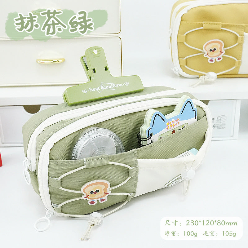 School season pencil bag large capacity cute cute apple pencil bag primary school students multi-layer stationery bag drawstring high value