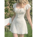 Women's new summer french romantic elegant ruffle tie-waist mini dress - perfect for going out and dating