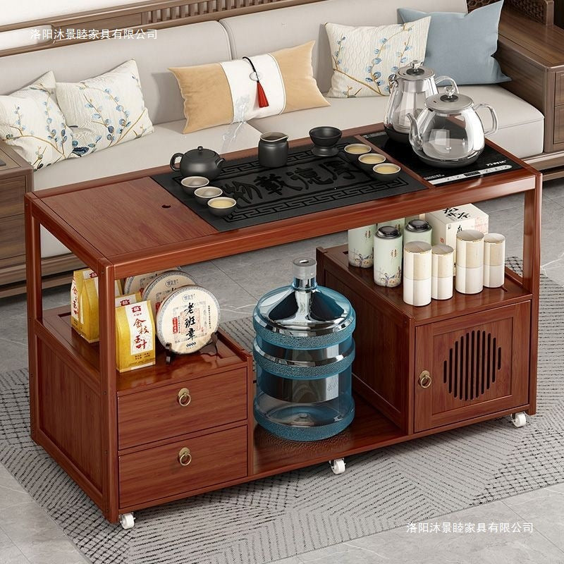 Movable tea table for home small tea table water kettle all-in-one tea cabinet tea cart kung fu tea set suit new chinoiserie coffee table