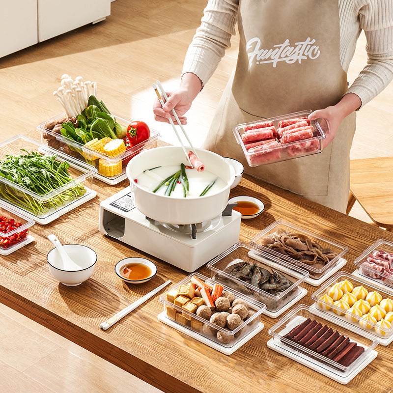 Food grade refrigerator storage box Freezing box Freezing area Storage box with lid Transparent sealed fresh-keeping box Cross-border