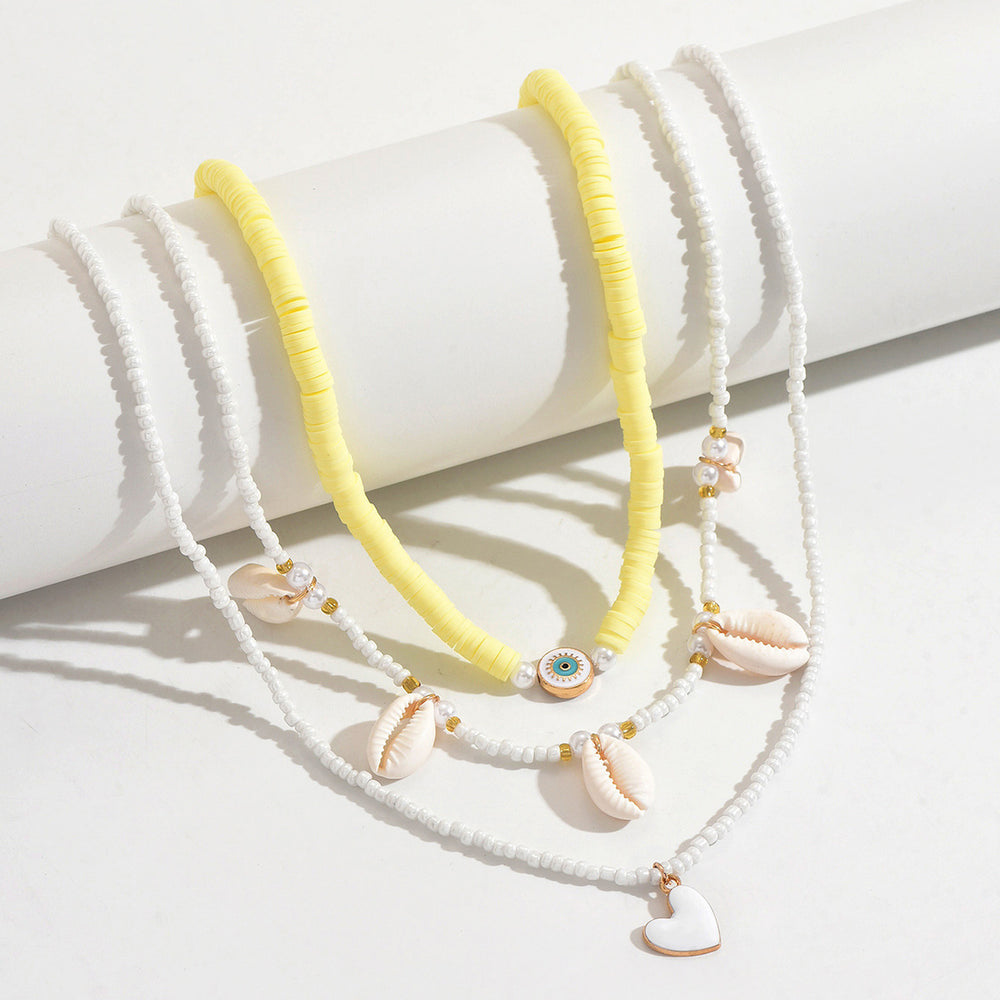 Bohemian seaside necklace wholesale european and american cross-border beach style necklace women's fishtail shell love pendant