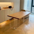 Acrylic solid wood suspended dining table and chair small apartment log style living room desk computer table rectangular dining table