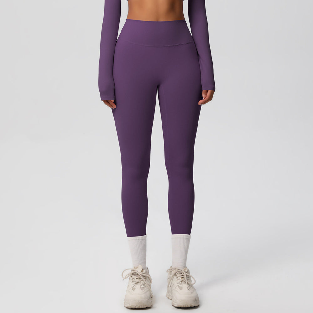 European and american high-waisted brushed nylon yoga pants - cloud-like outdoor activewear leggings - quick-dry, breathable running and fitness tights