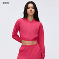 Women's outdoor sports fitness outfit set - lightweight long sleeve zip-up jacket & loose fit straight leg casual active pants
